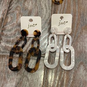 NWT! Resin statement earring bundle! Tortoise & White!